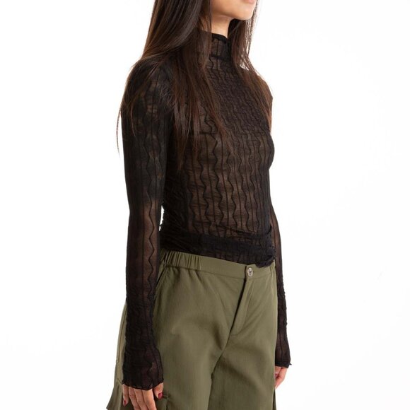 Find Me Now Sheer Ross Mockneck Top - Picture 2 of 4